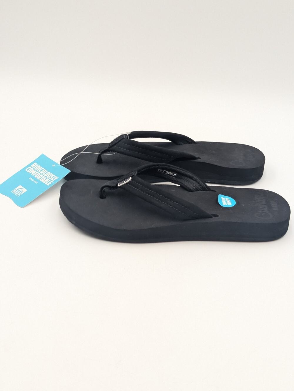 REEF Women's Size 8 Cushion Breeze Flip Flops Black Thong Sandals NWT